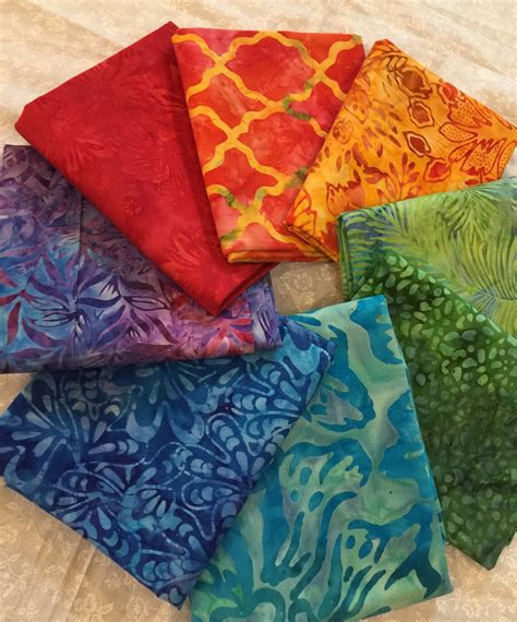8 Piece Rainbow Batik Fat Quarter Bundle Printed Florals Etsy