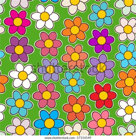 Bright Floral Seamless Texture Cartoon Flowers Stock Vector Royalty