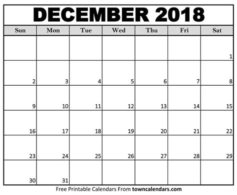 March 2018 editable calendar templates to edit and customize. Printable December 2018 Calendar - towncalendars.com