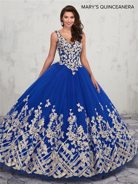 Shop the white stars blue ombre kids dress from the corey paige kids collection! Lareina Quinceanera Dresses | Style - MQ2018 in Royal/Gold ...