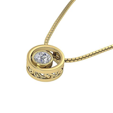 Designer Circle Solitaire Pendant Necklace Diamond 050ct Yellow Gold