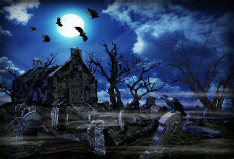 Halloween Graveyard Photo Booth Backdrop Night Moon Backdrop For