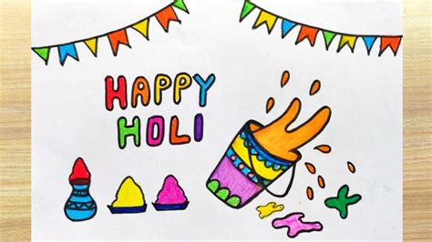 Holi Scenery Drawing Easy Idea How To Draw Holi Scene Easy Happy