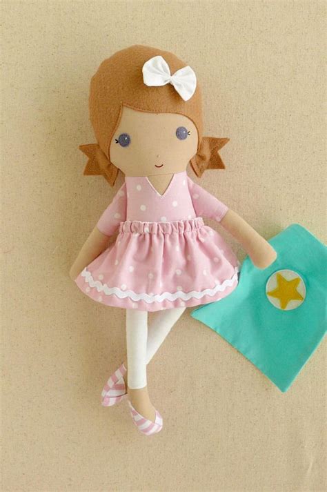 Fabric Doll Rag Doll Small 15 Inch Doll Light Brown Haired Etsy Rag