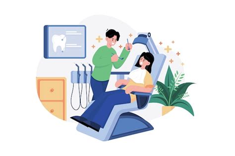 Dentista Examinando Un Concepto De Ilustración Del Paciente Una