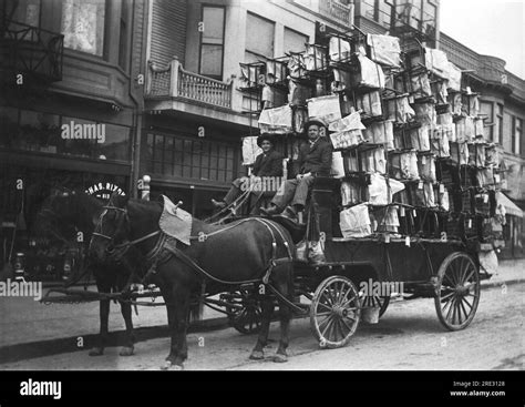United States C 1900 Two Men With A Wagon Piled High With New Chairs