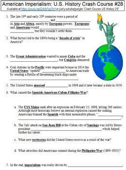 The motive of imperialism was money land and resources. 32 United States History Worksheet - Worksheet Project List