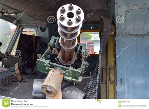 Machine Gun In American Helicopter Stock Photo Image Of