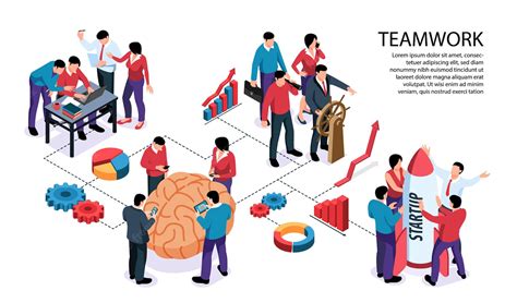 Premium Vector Teamwork Concept Horizontal Infographic Flowchart