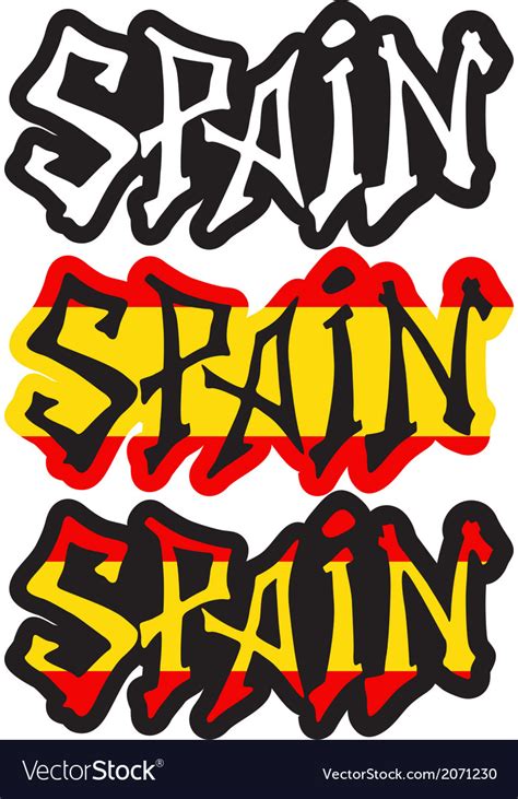Spain Word Graffiti Different Style Royalty Free Vector