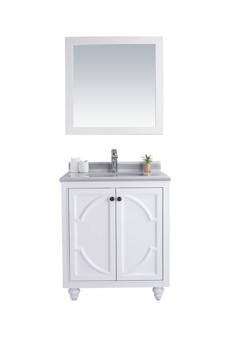 This 36 inch model comes with a durable pure white ceramic countertop and features two doors and two drawers with high quality europ. 30" Single Bathroom Vanity Cabinet + Top and Color Options