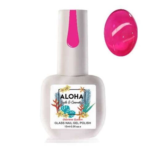 Ημιμόνιμο βερνίκι Aloha Glass Gel 15ml Χρώμα GL 01 Διάφανο Φούξια