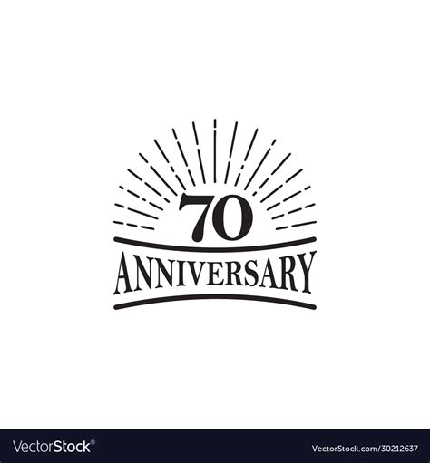 70th Year Anniversary Emblem Logo Design Template Vector Image