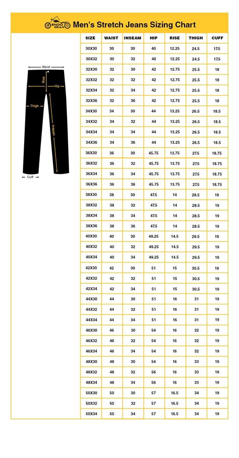 Suit Pant Size Chart