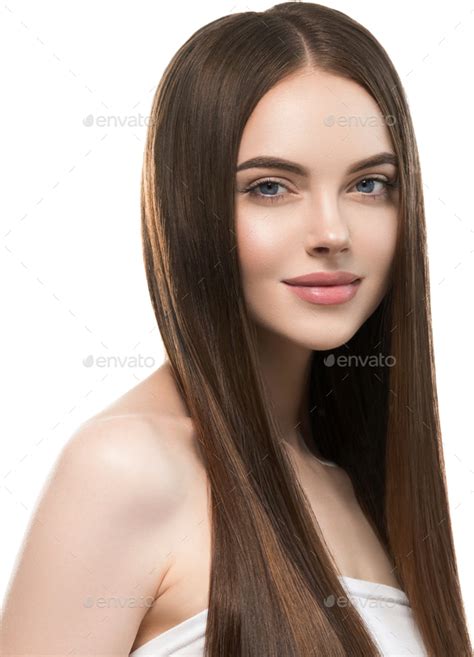 Sweet Brunette Teen Beauty Girl Face Portrait Beautiful Spa Model