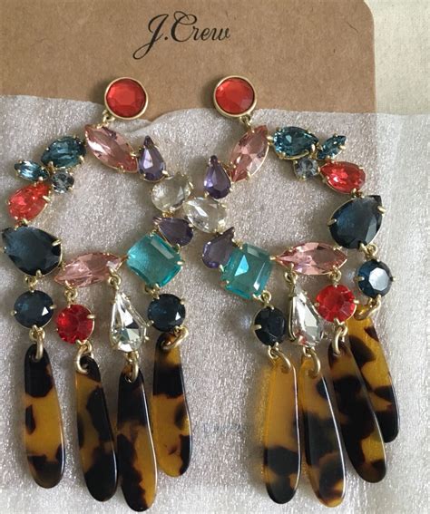 NWT J CREW Crystal And Resin Chandelier Earrings EBay