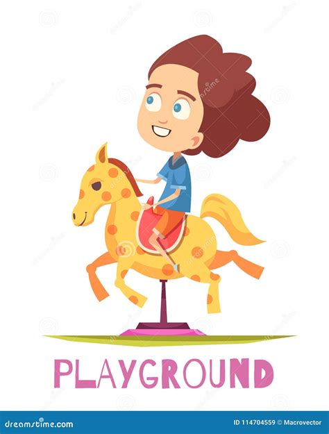 Rocking Horse Playground Composition Stock Vector Illustration Of