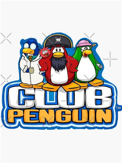 Club Penguin Logo With Characters Sticker For Sale By Danimora