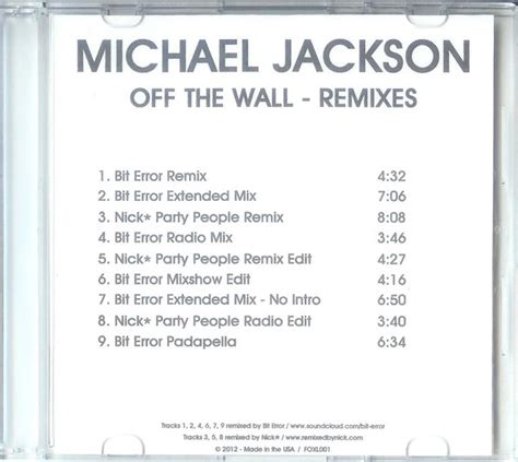 Michael Jackson Off The Wall Remixes 2012 Cdr Discogs