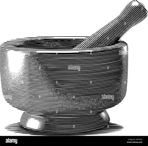 Engraved Style Illustration Of A Mortar And Pestle Stock Vector Image