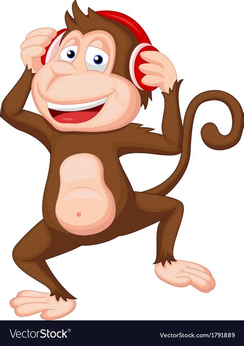 Cute Monkey Cartoon Dancing Royalty Free Vector Image