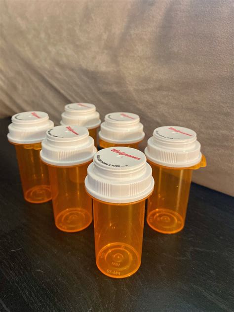 Pack Empty Walgreens Plastic Pill Bottles Orange Etsy