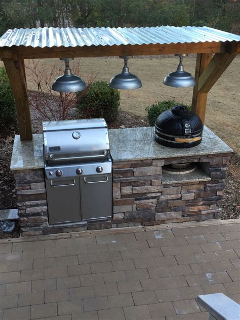 Outdoor Grill Stacked Stone Gas And Charcoal Outdoor Kitchen Patio Outdoor Grill Area