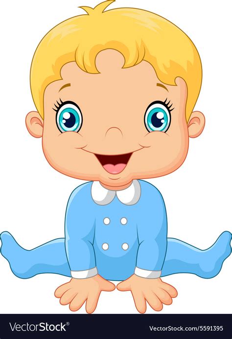 Cartoon Baby Boy Wearing Blue Pajama Royalty Free Vector