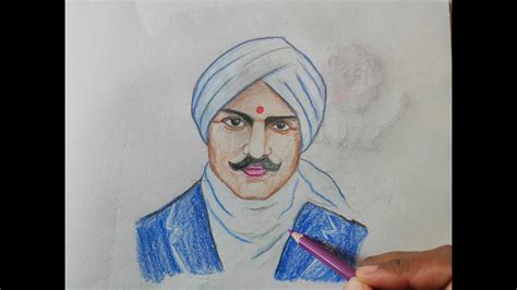 How To Draw Bharathiyar With Color Pencil In Tamil Easy Step By Step Method Color Drawing