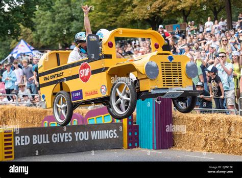 Team Full Metal Junkies Kart Taking The Final Jump At The Red Bull Soapbox Race At