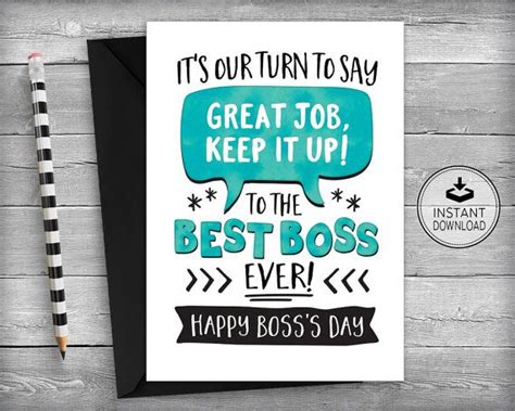 Boss S Day Card Funny Boss S Day Boss Appreciation Card Bosses Day Instant Download