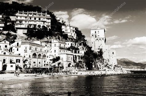 Amalfi Coast From Sea In Black And White — Stock Photo © Dogstock 72258849