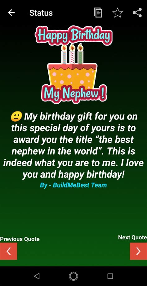 Jun 18, 2020 · a card is a great way to let the birthday person know you're still thinking of (and celebrating) them even in the midst of a difficult year. Birthday Wishes for Nephew, Greeting Card Quotes for Android - APK Download