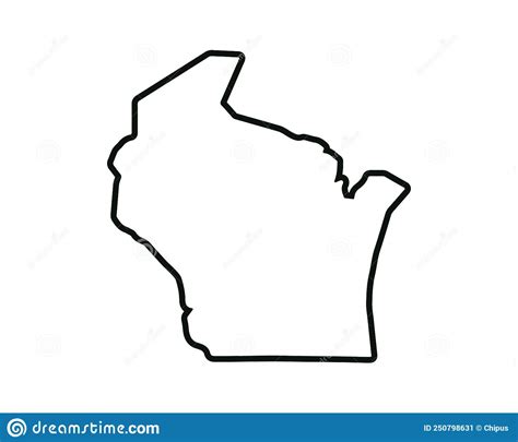 Us State Map Wisconsin Outline Symbol Stock Vector Illustration Of