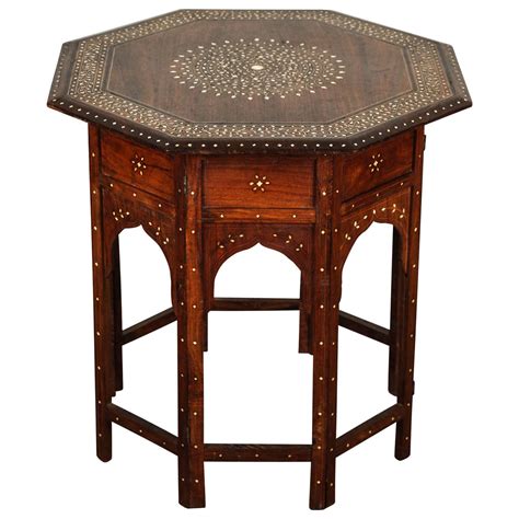 Anglo Indian Folding Rosewood Inlaid Octagonal Side Table For Sale At 1stdibs
