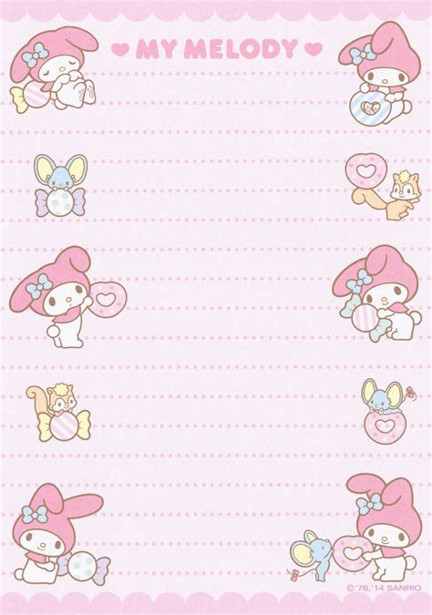 Sanrio My Melody Memo 2014 Hello Kitty Printables Hello Kitty My