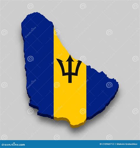 3d Isometric Map Of Barbados With National Flag Stock Illustration