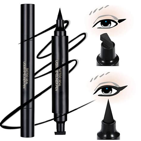 Eyeliner Stamp With Eye Liner Pen Waterproof Fast Dry Black Liquid