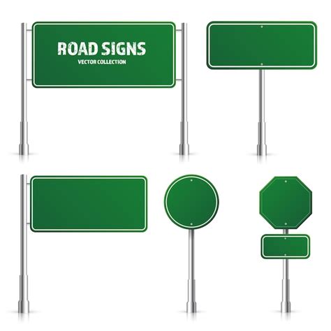 Premium Vector Road Green Traffic Sign Blank Board With Place For