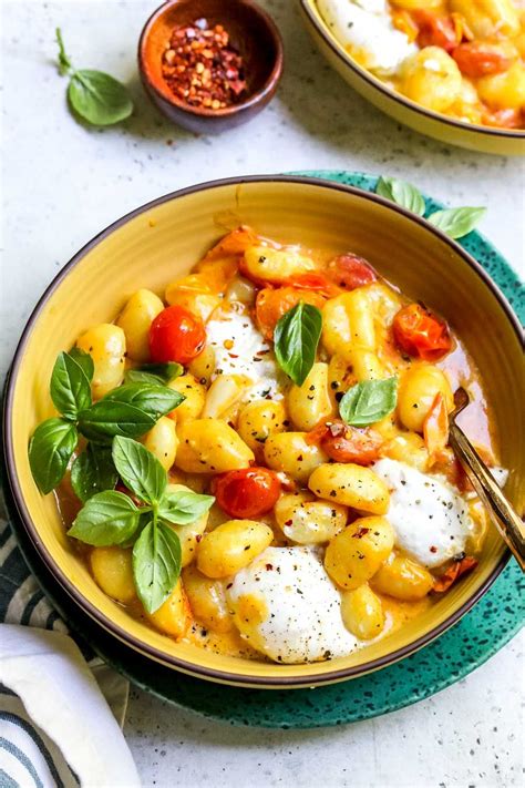 30 Minute Creamy Tomato Gnocchi With Burrata Recipe Easy Pasta