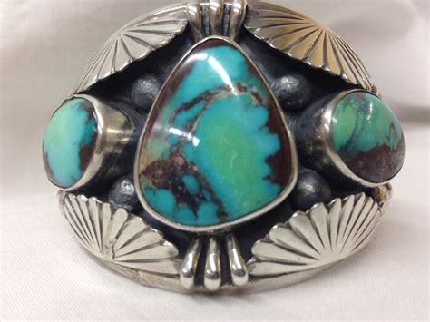 Carl Begay Old Navajo Rare High Grade Turquoise Sterling Silver Cuff