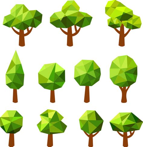 Simple Geometric Tree Set Free Vector In Adobe Illustrator Ai Ai