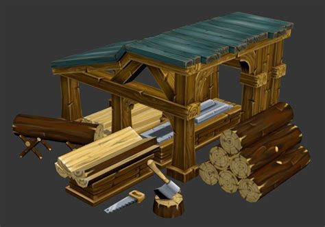 3D Model Lumber Mill VR AR Low Poly CGTrader