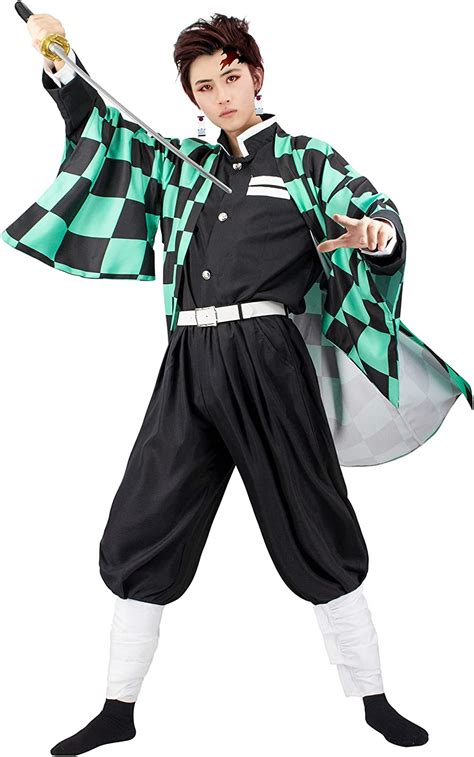Tanjiro Cosplay Demon Slayer Cosplay Costume Kamado Tanjirou Cloak Halloween Cosplay Uniform
