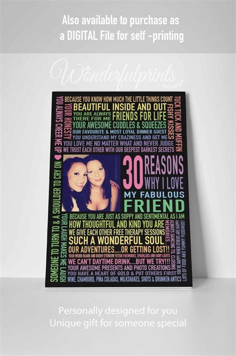 Got this for my friend for her birthday, quite unique gift hadn't seen this before, until i as looking for something else and this popped up on suggestions at bottom of page i was viewing. BFF 30th Birthday Gift / Best Friend Reasons by ...