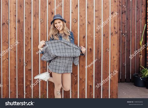 Playful Young Girl Lifts Her Skirt库存照片1498764452 Shutterstock
