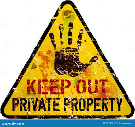 Private Property Warning Sign Stencil With Yellow And Black Stripes