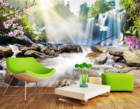 Modern 3d Wallpaper Living Room Wall Waterfall Scenery Kids Wallpaper