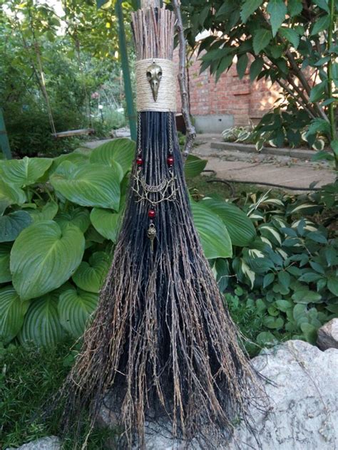 Black And Natural Witchs Broom Raven Totem Wiccan Broom Etsy