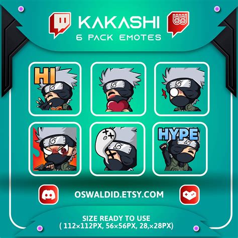 Kakashi Emotes Naruto Kakashi Anime Naruto 6 Pack Emotes Etsy